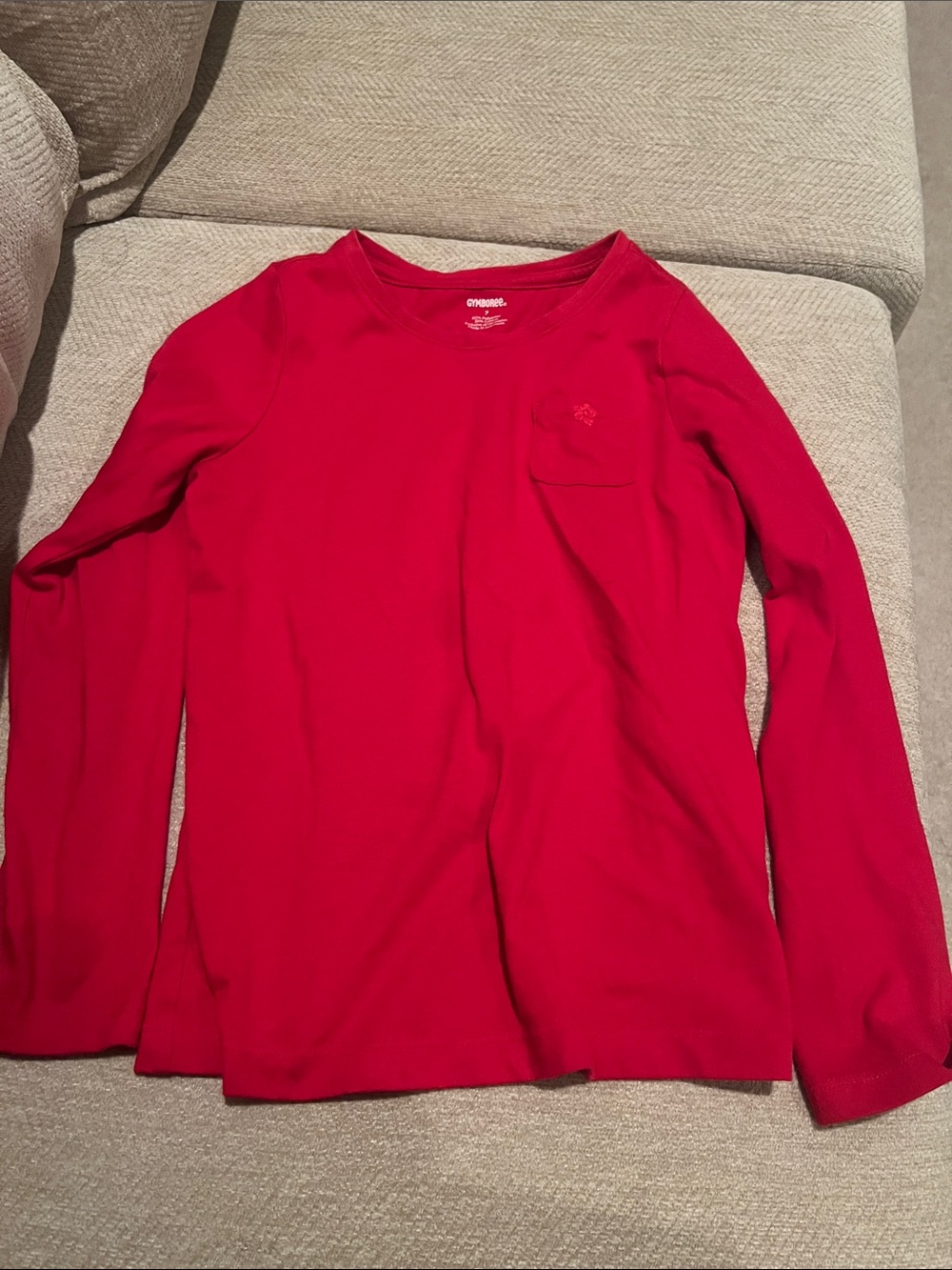 Gymboree Bright Red Long Sleeve Pocket Tee